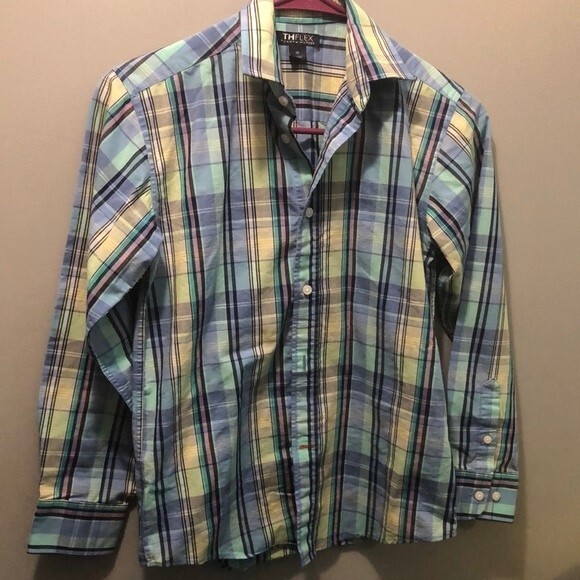 Tommy Hilfiger the flex size 10 long sleeve plaid button up - Picture 1 of 4